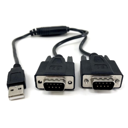 Hi-Tec 1 ft. USB 2.0 A-Male to Dual DB9-Male Serial Adapter, Black HI3600532